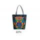 vintage fashion owl pattern handbag canvas shoulder shopping ziiper bag beach
