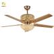 4 Blades LED Crystal Metal Gold / Black Ceiling Fan Light With Remote Control 52 Inch