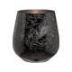 Sleek Single Wall Black Stainless Steel Wine Glass Egg Shape Etched with Fairy and Castle Design