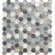 Hexagon grey series water waving glass mosaic tile for living room decoration