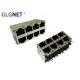 1000 Base T Rj45 Through Hole Connector 8 Port 2x4 Ports With Integrated Magnetics