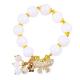 Natural White Agate 14MM  Crystal Single Circle Hand String Butterfly Charm Bracelet For Gift