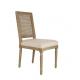 Wholesale rattan squar back event chair antique solid wooden carved rental wedding chair with linen