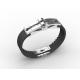 Top Quality Europe Fashion Stainless Steel Genuine Leather Silicone Bangle Bracelet ADB133
