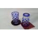 Eco - Friendly Colored Glass Water Set Blue Painting Tumbler Household