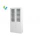 Office Steel File Cupboard Two Glass Door , Three Shelves Metal Stationery Cabinet