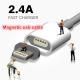 Super Fast 2.4A Magnetic USB Data Cable For Iphone Samsung Android