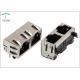 8P8C 1 x 2 Ports RJ45 Female Connector Through Hole Mount Shielded With EMI Finger