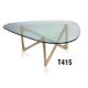 America style mid century glass coffee table with solid wood leg