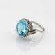 925 Silver Ring with 10mmx12mm Oval Blue Topaz  Cubic Zircon (R271)