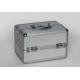 Silver Aluminum Cosmetics Train Cases Diamond ABS Panel With Small Size