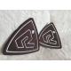 Customized Brown Suede Embossed Leather Patches , Shiny Siliver High Density Tpu Logo