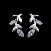 Leaves Tree’s Leaf Real 925 Silver Earrings With Cubic Zircon Stone