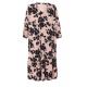 Pink Flower Printed Women's Long Sleeve V Neck Dress—Custom Made Maxi Dress