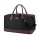 Large Capacity Travel Duffel Bag Leather Black Canvas Shoulder Crossbody Weekend