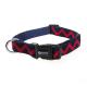 0.79 Inch Wide Thick Nylon Dog Collars Navy Blue Red Ripple Nylon Puppy Harness