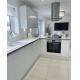 Modern Modular Kitchen Cabinet White L Shape Kitchen Design With Quartz Stone Top
