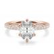 Prong Set Type 9k Silver Ring Rose Gold Material With 1.5carat 6×8mm Stone