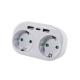 European Standard Power Plug Adapter with Dual AC Outlets, 2 USB Ports, and 1 Type-C Charging Port  250V 10A