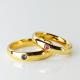 Precious Stone Rubby Sapphire 0.04ct 18K Gold Couple Rings