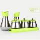 New Product Glass Storange Jar For Oil and vinegar Seasoning Pot Stainless Steel Jar Set