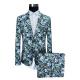 Blue Floral Printed Suits For Mens Slim Fit Including Jacket Trousers And Shorts
