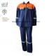 Cotton Canvas Two Tone Blue Orange Fr Suit With Reflector Welders Working