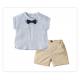 Children'S Outfit Sets Short Sleeve Top Bow Tie Casual Children'S Wear Two Piece Set