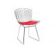 Harry Bertoia Wire Side Chair , Chromed Powder Black Wire Diamond Chair With Pad