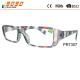 Fashionable reading glasses ,made of plastic ,printed pattern in the frame and temple