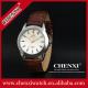 Top Quality Genuine Leather Watch 005A6D Hot Sale Stainless Steel Caseback Original Quartz Watch Man