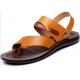 Handmade Soft Beach Sandals , Brown Mens Slip On Beach Sandals for Summer