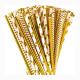 Eco Friendly Gold And White Striped Straws For Hot Drink Paper Wood Material