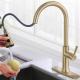 Brushed Gold SUS304 Hot And Cold Water Mixer 36O Degree Rotary Basin Faucet