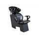 Black Fiberglass Hair Salon Shampoo Chairs With Stainless Steel Tap And  Drain