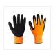 Orange Polyester Liner Black Microfoam Latex Palm Gloves For Warehouse Handling Use