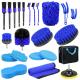 Car Washing Kit 23 Pcs  Auto Detailing Brush Blue For Wheels Dashboard Cleaning