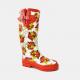 Slip Resistant Flexible Waterproof Rubber Rain Boots With Leaves Printed