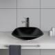 Acid Matt Square Bowl Bathroom Sink Table Top Black Tempered Glass Anti Rust Countertop