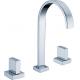 Square Brass 3 Hole Basin Mixer Taps For Bathroom , 2 Handle Faucet