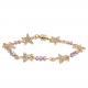 Women Custom Six Star Crystal Beads Bracelet Gold Plated With Magnetic Buckle