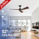 Black Finish DC Motor 6 Speeds Remote Control 3 ABS Blades Ceiling Fan Without Light