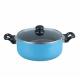 Blue 16cm Stamped Non Stick Sauce Pot With Induction Bottom