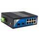 Cascading Ring Industrial POE Switch , 8 Port Gigabit POE Switch