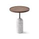 Oak Veneer Small Stainless Steel End Table Side Table With Wooden Base Natural Oak Top For Living Roonm And Hotel Use