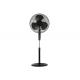 Black Oscillating Pedestal Fan For Bedroom 3 Colourful Blade Plastic Grill Round Pin Plug