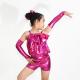 Metalic Fabric Kids Dance Clothes / Sparkle Dance Costumes With Big Bows