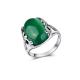 Sterling 925  Silver Oval Green Agate  Ring Thai Vintage Jewelry Size (R111703)