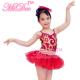 Fancy Kids Dance Clothes Floral Sequin Dress Matching Tulle Tutu Skirt