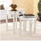 2 pieces set mirrored nesting table round side table for living room
